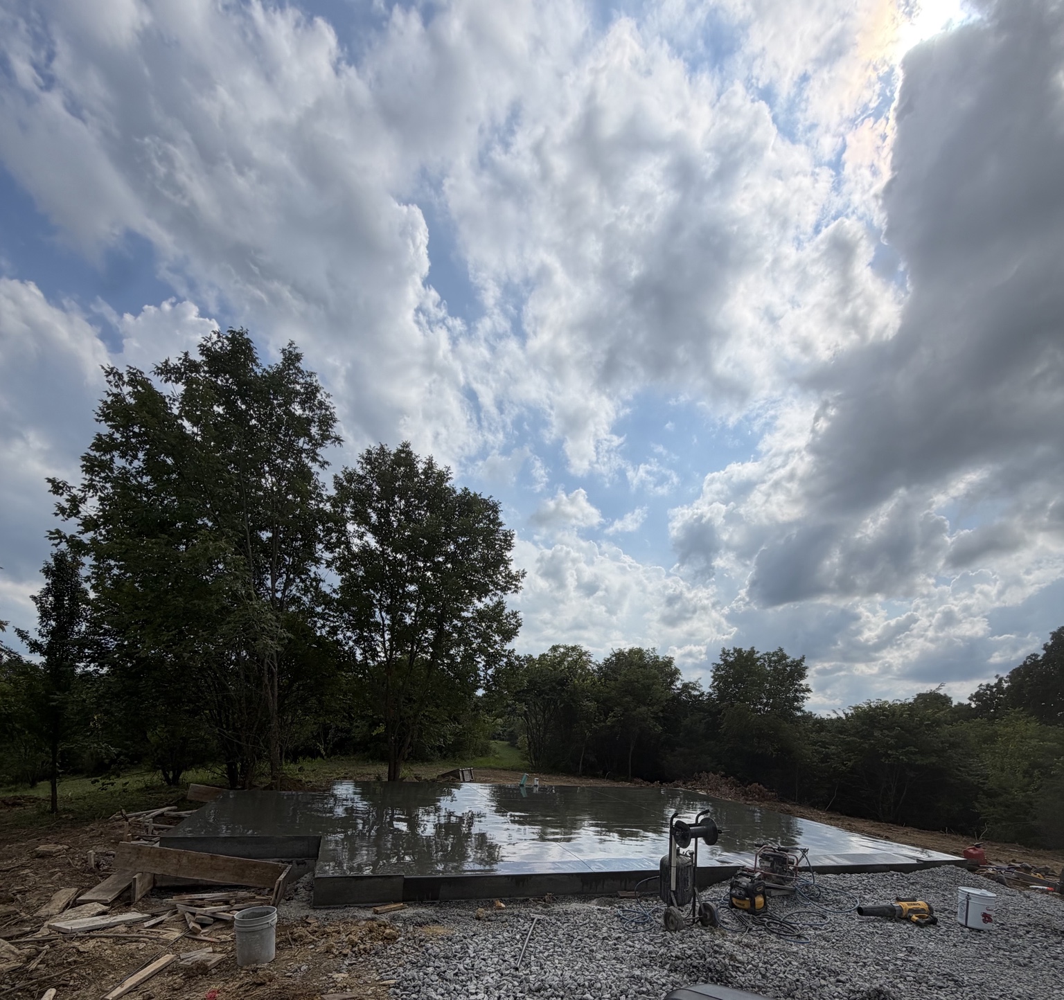 Large newly poured concrete slab
